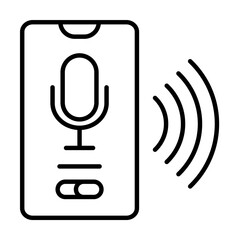 Poster - Smartphone, microphone icon. Simple line, outline elements of voice assistant for ui and ux, website or mobile application on white background