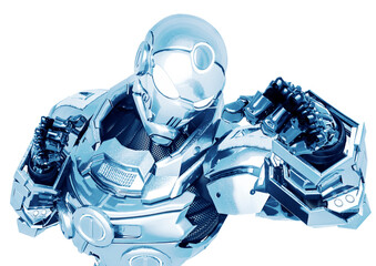 Poster - knight vision in a sci fi outfit in a white background