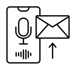 Poster - Smartphone, microphone, mail, arrow icon. Simple line, outline elements of voice assistant for ui and ux, website or mobile application on white background