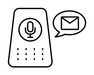 Poster - Echo dot, microphone, mail, message icon. Simple line, outline elements of voice assistant for ui and ux, website or mobile application on white background