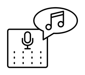 Poster - Echo dot, note, message icon. Simple line, outline elements of voice assistant for ui and ux, website or mobile application on white background