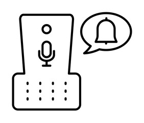 Poster - Echo dot, bell, message icon. Simple line, outline elements of voice assistant for ui and ux, website or mobile application on white background