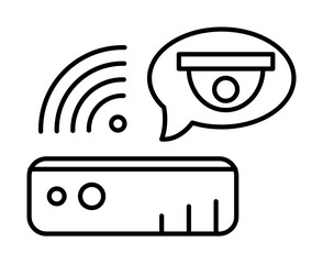 Wall Mural - Echo dot, camera icon. Simple line, outline elements of voice assistant for ui and ux, website or mobile application on white background