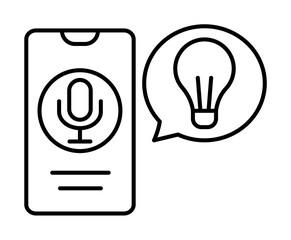 Poster - smartphone, microphone, light bulb icon. simple line, outline elements of voice assistant for ui and
