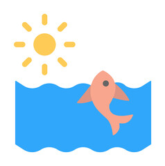 Poster - Fish, sun, ocean icon. Simple color elements of saving marine icons for ui and ux, website or mobile application on white background