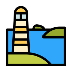 Poster - Lighthouse, ocean icon. Simple color with outline elements of saving marine icons for ui and ux, website or mobile application on white background