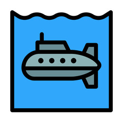 Poster - Submarine, ocean icon. Simple color with outline elements of saving marine icons for ui and ux, website or mobile application on white background