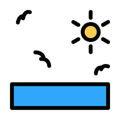 Poster - Sun, birds, ocean icon. Simple color with outline elements of saving marine icons for ui and ux, website or mobile application on white background