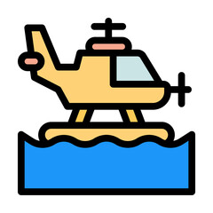 Poster - Helicopter, ocean icon. Simple color with outline elements of saving marine icons for ui and ux, website or mobile application on white background