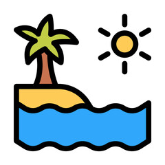 Poster - Island, sun, palm, ocean icon. Simple color with outline elements of saving marine icons for ui and ux, website or mobile application on white background