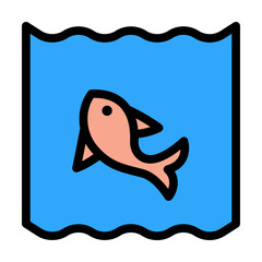 Poster - Fish, pink, ocean icon. Simple color with outline elements of saving marine icons for ui and ux, website or mobile application on white background
