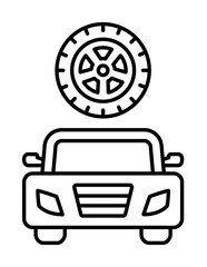 Poster - Car wheel, car repair icon. Simple line, outline elements of garage icons for ui and ux, website or mobile application on white background