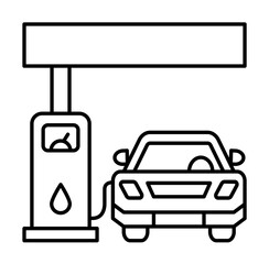 Wall Mural - Car in gas station icon. Simple line, outline elements of garage icons for ui and ux, website or mobile application on white background