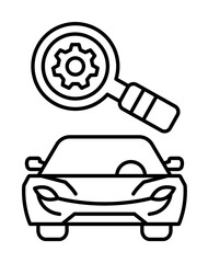 Poster - Magnifying glass, car repair icon. Simple line, outline elements of garage icons for ui and ux, website or mobile application on white background
