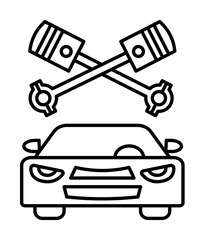 Poster - Pistons cross, car repair icon. Simple line, outline elements of garage icons for ui and ux, website or mobile application on white background