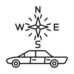 Wall Mural - Round compass, car repair icon. Simple line, outline elements of garage icons for ui and ux, website or mobile application on white background