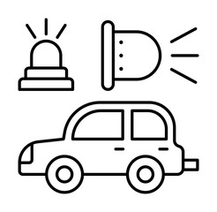 Poster - Beacon on, car repair icon. Simple line, outline elements of garage icons for ui and ux, website or mobile application on white background