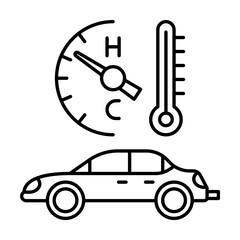 Sticker - Temperature, car repair icon. Simple line, outline elements of garage icons for ui and ux, website or mobile application on white background