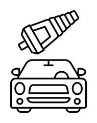 Poster - Machine connector plug, car repair icon. Simple line, outline elements of garage icons for ui and ux, website or mobile application on white background