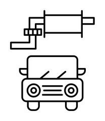 Wall Mural - Exhaust pipe, car repair icon. Simple line, outline elements of garage icons for ui and ux, website or mobile application on white background