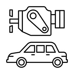 Poster - Motor, car repair icon. Simple line, outline elements of garage icons for ui and ux, website or mobile application on white background