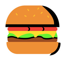 Poster - Burger color icon. Simple line, outline of fast foot icons for ui and ux, website or mobile application on white background