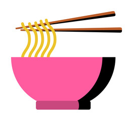 Poster - Noodles plate color icon. Simple line, outline of fast foot icons for ui and ux, website or mobile application on white background