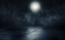 Moon Reflection On Dark Road Asphalt Empty Scene Background Generated On Ai 