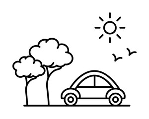 Poster - Car in the park line icon, outline sign, linear style pictogram isolated on white. Symbol, logo illustration. Editable stroke. Pixel perfect graphics graphics