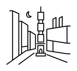Poster - Central road in the city line icon, outline sign, linear style pictogram isolated on white. Symbol, logo illustration. Editable stroke. Pixel perfect graphics graphics