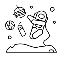 Poster - Fast food in outer space icon. Simple line, outline elements of interplanetary colonization icons for ui and ux, website or mobile application on white background