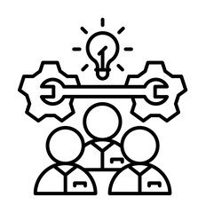 Poster - Team idea icon. Simple line, outline of team work idea icons for ui and ux, website or mobile application on white background