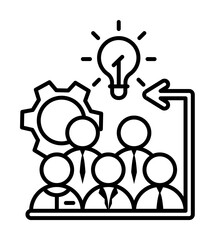 Poster - Idea group of people icon. Simple line, outline of team work idea icons for ui and ux, website or mobile application on white background