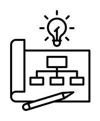 Poster - Planning idea icon. Simple line, outline of team work idea icons for ui and ux, website or mobile application on white background