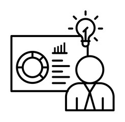 Poster - Analysing idea icon. Simple line, outline of team work idea icons for ui and ux, website or mobile application on white background