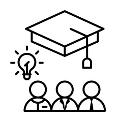 Poster - Team graduation success icon. Simple line, outline of team work idea icons for ui and ux, website or mobile application on white background