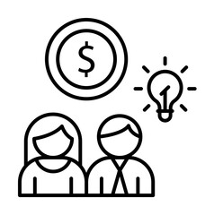 Poster - Creative idea icon. Simple line, outline of team work idea icons for ui and ux, website or mobile application on white background
