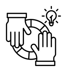 Canvas Print - Hand help icon. Simple line, outline of team work idea icons for ui and ux, website or mobile application on white background