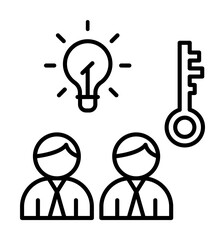 Poster - Key idea icon. Simple line, outline of team work idea icons for ui and ux, website or mobile application on white background
