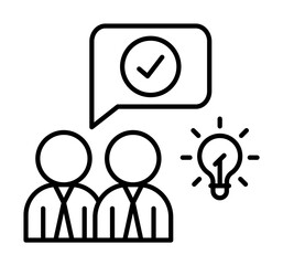 Poster - Approve idea icon. Simple line, outline of team work idea icons for ui and ux, website or mobile application on white background