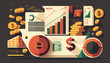 Business illustration, finance, economy, scalable vector