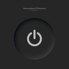Poster - Power button on a black background. User interface elements in the style of neumorphism, UX. Vector illustration.