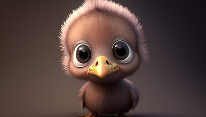 Wall Mural - A cute adorable baby dodo rendered in the style of children-friendly cartoon animation fantasy style generative ai