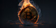 On fire bitcoin wallpaper