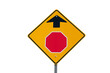 Isolated traffic sign - stop sign ahead - on a blank background