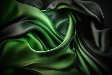 Sticker - green silk silky satin fabric elegant extravagant luxury wavy shiny luxurious shine drapery background wallpaper seamless abstract showcase backdrop artistic design presentation material texture
