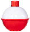 Red and white bobber that is used for fishing isolated as a png