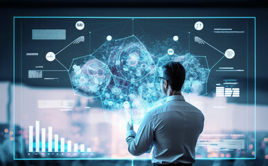 Aufkleber - scientists using big data analytics visualization technology and information structure analysis on a