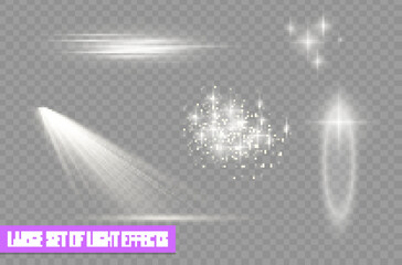 Wall Mural - white light effect set sun flash bokeh spark dust