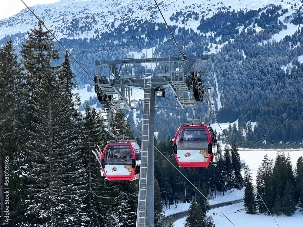 Swiss Ropeway Channel Rothornbahn 1 (Canols-Scharmoin) 8pers. Gondola lift (monocable ...